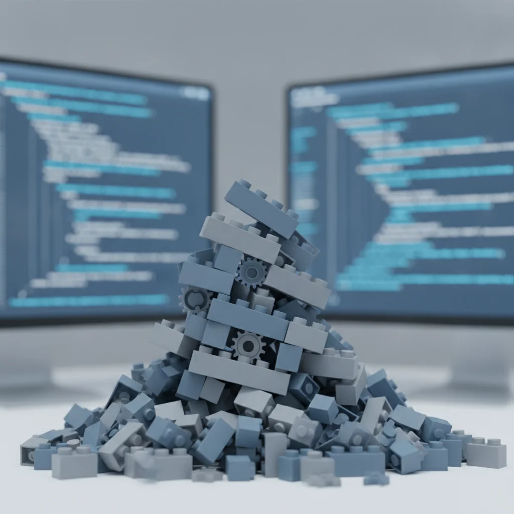 Symbolbild für technische Schulden in Software: verschachtelte, unübersichtliche Strukturen